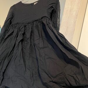 Wheat Kids girls black dress, ruffled empire waist, 8 youth